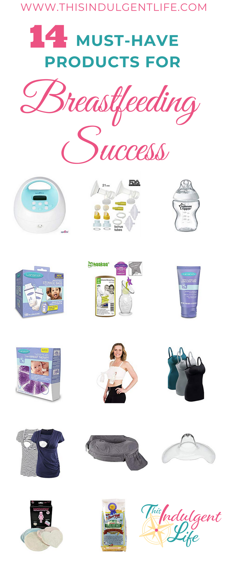 14 must have products for breastfeeding success | This Indulgent Life | 14 must-have products from nipple cream to lactation cookies, that helped make breastfeeding successful. #breastfeeding #breastfeedingessentials #breastfeedingsnacks #breastpump #nursingbra #nursingshirts #pumpingessentials