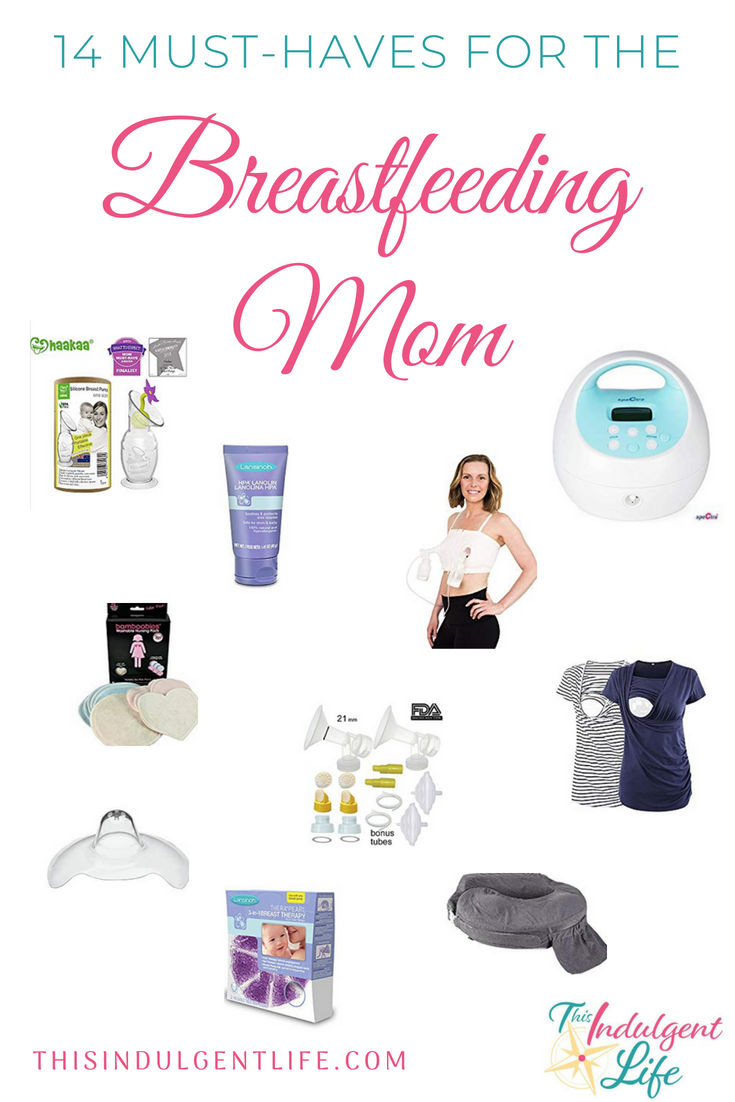 14 Must-Haves For The Breastfeeding Mom | This Indulgent Life | Find out the 14+ must-have breastfeeding products to make your breastfeeding life easier. From spare pump parts to nipple shields, these items were lifesavers on my breastfeeding journey. #breastfeeding #breastfeedingessentials #breastfeedingsnacks #breastpump #nursingbra #nursingshirts #pumpingessentials