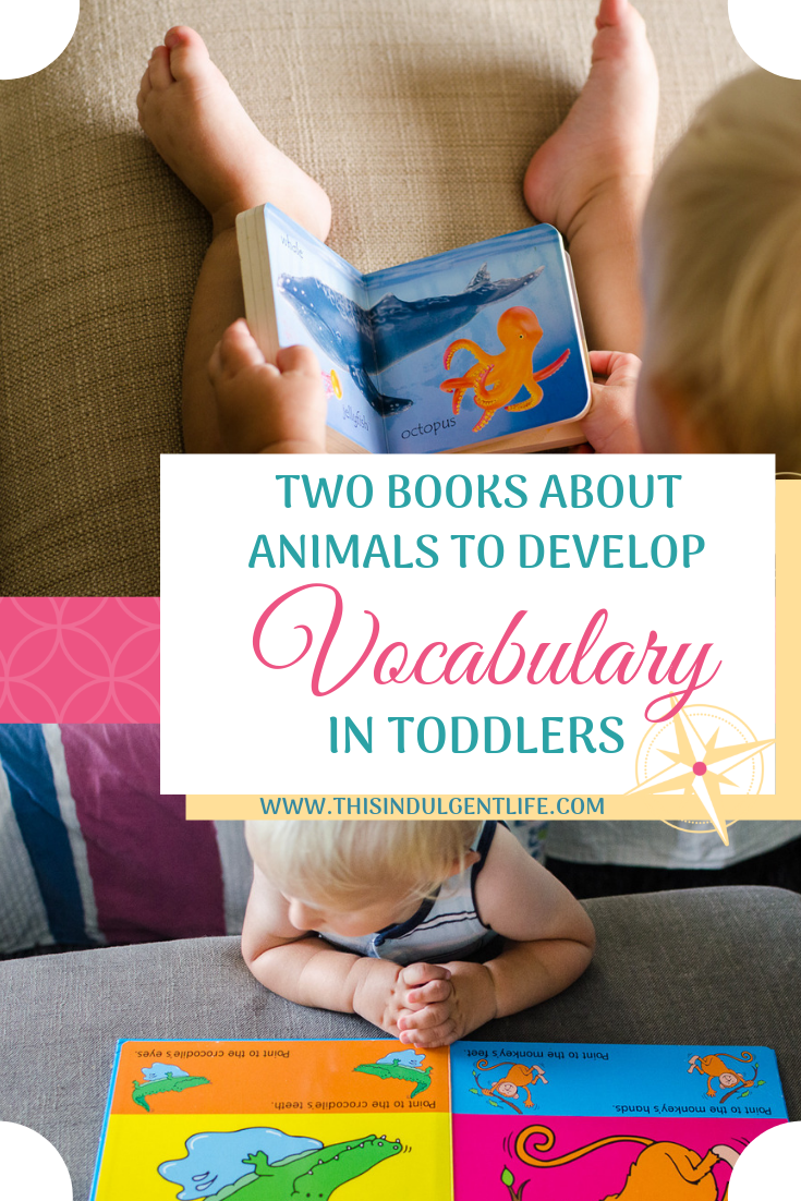 2 Animal Vocabulary books to Develop Vocabulary in Toddlers | This Indulgent Life | My toddler loves looking at all the animals in these two books. They're perfect for pointing out the different body parts and developing his vocabulary. | #developinglanguage #booksforkids #booksfortoddlers #vocabularybooks #interactivebooks #animalbooks