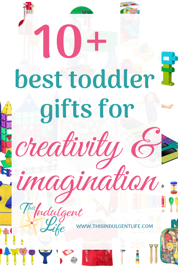 10+ Best Toddler Gifts for Creativity and Imagination | This Indulgent Life | Looking for an amazing present for your toddler? This list of over 10 of the best toddler gifts are perfect for encouraging your child to use their imagination and develop their creativity. | #growthmindset #giftsforboys #giftsforgirls #artgifts #buildinggifts #musicgifts #toddlerbirthdaygifts #toddlergifts #bestgiftsforkids #woodentoys #educationaltoys #educationalgifts #inspirecreativity #inspireimagination #developingcreativity #developimagination #playbasedlearning