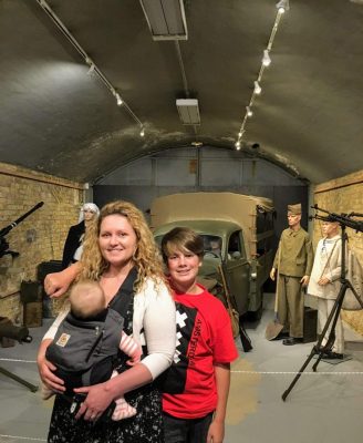 Brandi, Chris, and Violet at the Dunkerque Operation Dynamo Museum in Dunkirk, France